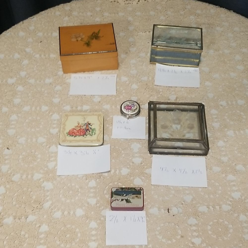 Vintage lot of 6  estate sale trinket  boxes